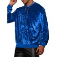 thumbnail image 4 of Sudadera de terciopelo INSPIRE CHIC para hombre, con capucha y mangas largas, color azul oscuro, talla L, 4 of 5
