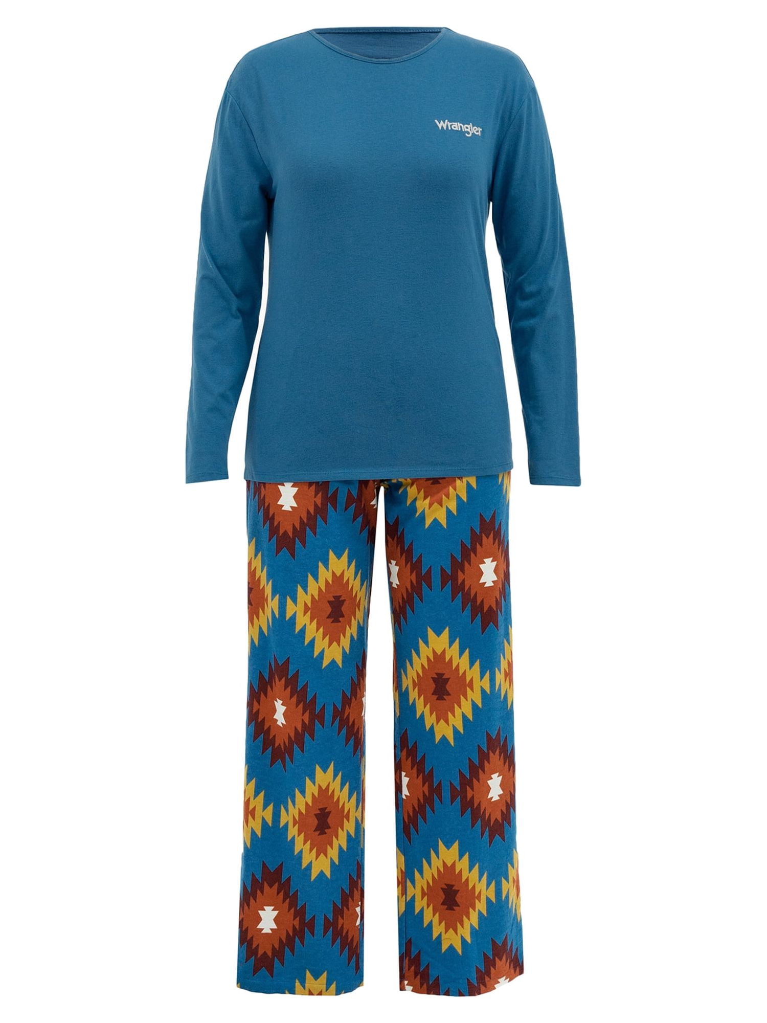 Wrangler Women's & Women's Plus Long Sleeve Top and Flannel Pajama Bottom, 2-Piece Set