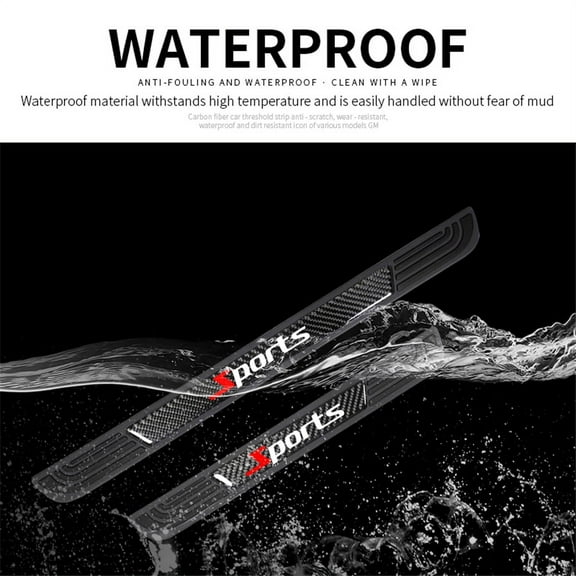 4pcs Universal Real Carbon Fiber Rubber Car Door Scuff Sill Cover Step Protector