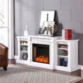 thumbnail image 2 of Maklaine Transitional Engineered Wood Smart Fireplace with Bookcases in White, 2 of 4