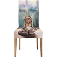 thumbnail image 2 of ABPHQTO Gato esponjoso doméstico brillante tarde soleada funda elástica para silla funda protectora de asiento para comedor Hotel boda fiesta conjunto de 4, 2 of 4