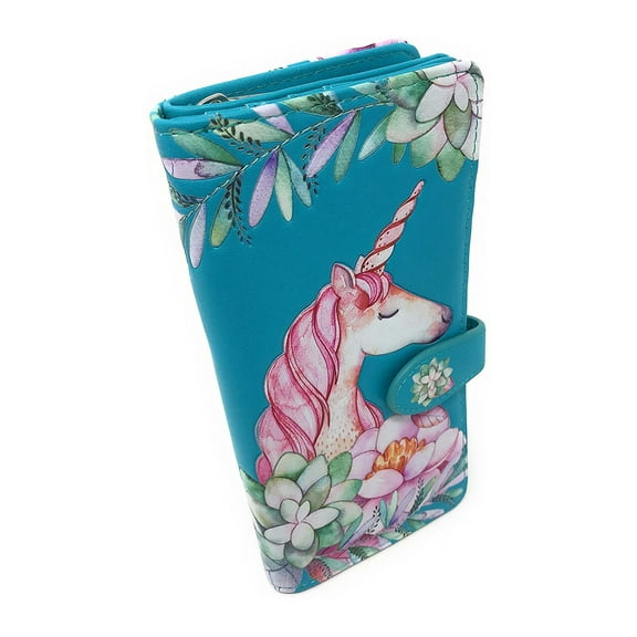 Shagwear Unicorn Large Teal Zipper Wallet