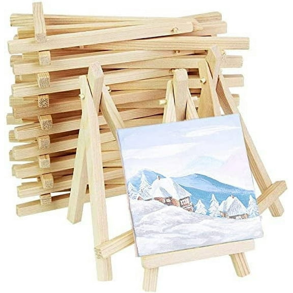 BUZIFU 20 PCS Mini Wooden Artist Triangle Easels for Displaying Wedding Business Card Painting Craft Drawing Photos Numbering Place Name Card Holder Display Stand