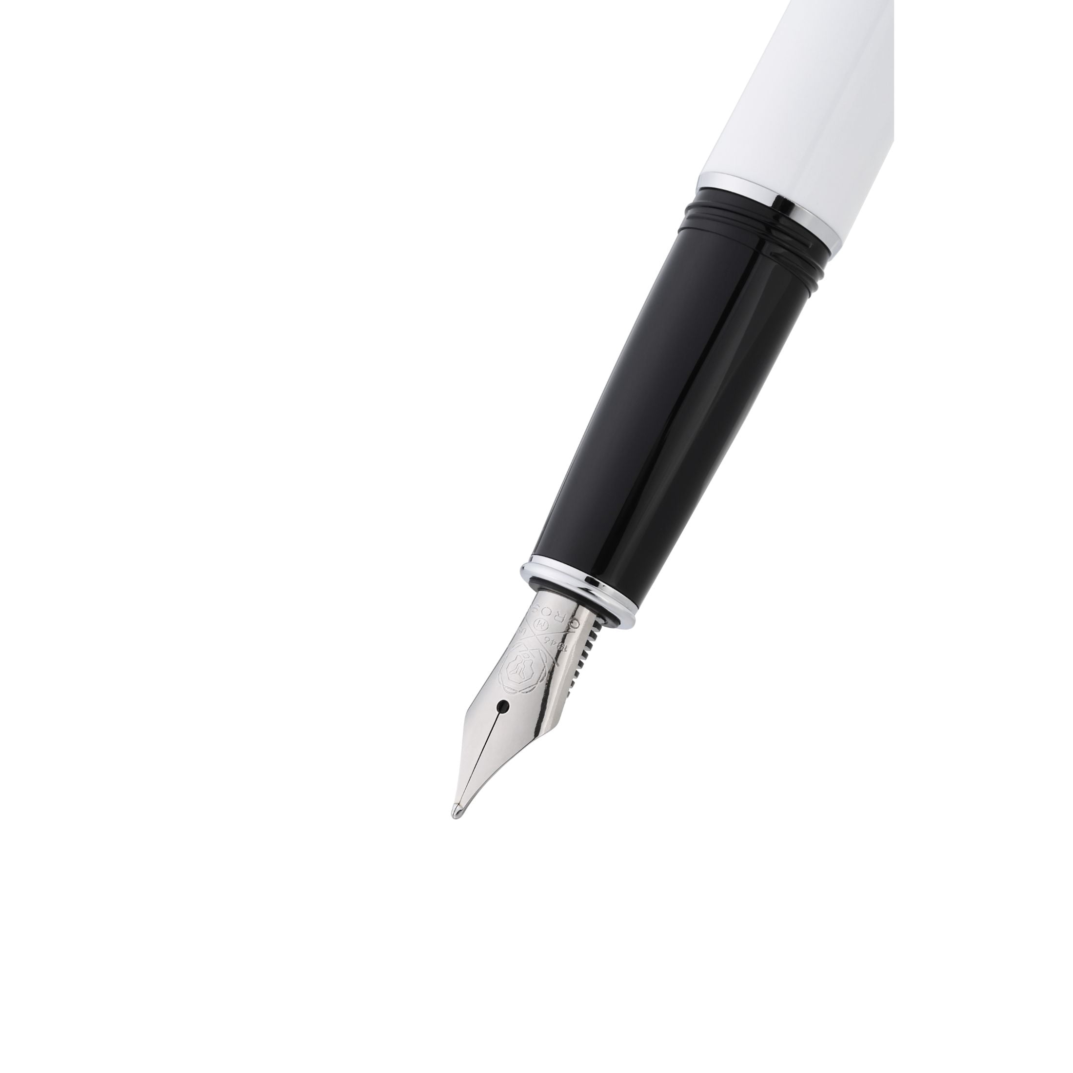 Cross Lume Medium Nib Fountain Pen with Polished Chrome Appointments and Polished Stainless Steel - Porcelain White