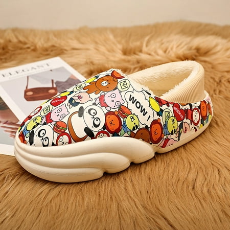 

Women‘s Cartoon Print Eva Thick Bottom Waterproof Fleece Thickening Deodorant Non-slip Shoes