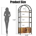 thumbnail image 4 of Casendy 71" Tall Arched Bookshelf, 3 Tier Bookcase with Storage Cabinet, Metal Frame Book Shelf Display Storage Shelves for Living Room, Home Office, Brown, 4 of 8