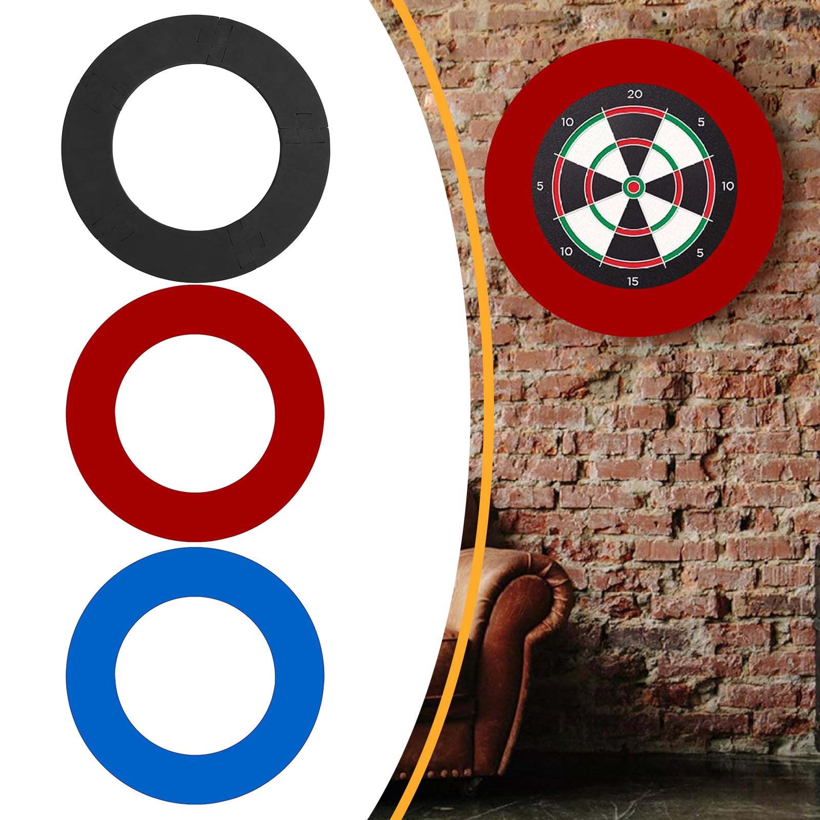 FEAMOS Round Darts Board Surround Rings Dartboards Wall Protector Wall Protections Dartboards Backboard for Homes Playrooms