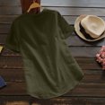 thumbnail image 4 of Loopsun Plus Size Womens Tops, T Shirts for Women, Women's Solid Short Sleeve V Neck Cotton And Linen Button Up Shirt Top Army Green M, 4 of 4