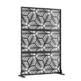 thumbnail image 2 of Edtara Outdoor Privacy Screen, Laser Cut Metal Divider Panel with Tropical Leaf Design, Freestanding and Weatherproof for Patio, Deck, Backyard, or Balcony, 2 of 8