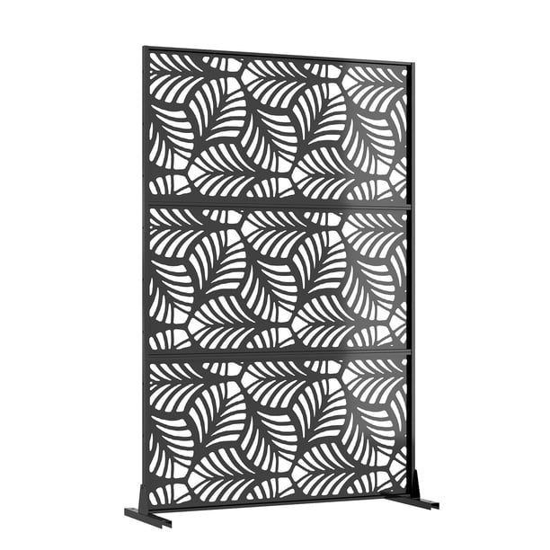 Garvee panel de privacidad exterior con diseño de hoja tropical y corte láser, divisor metálico resistente al clima para patio, deck, balcón o jardín