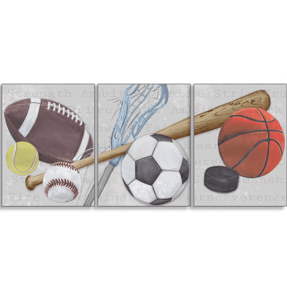 Stupell Industries The Kids Room Sports Balls Triptych Wall Plaque (Set of 3)