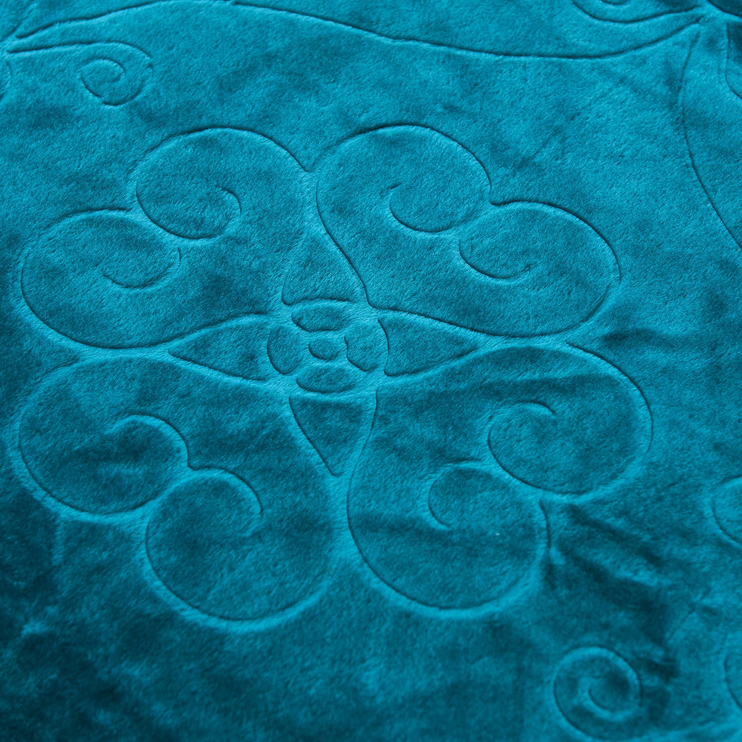 NC Plush Fleece Blanket For Bed,Lightweight Soft Embossed Teal Floral Blanket,Queen 75"x91"