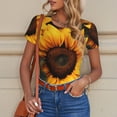 thumbnail image 6 of Disketp Vibrant Sunflower Blooms for Women's Short-Sleeved Onesie Fit Top T-Shirt Round Neck Basic Casual T-shirt Bodysuits-Medium, 6 of 7