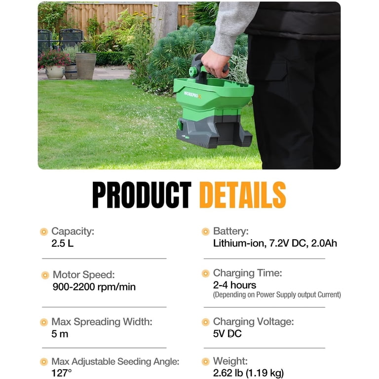 WORKPROX Battery Powered Spreader, 7.2V Rechargeable photo 7