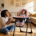 thumbnail image 5 of AILEEKISS Foldable High Chair for Baby, Toddler Eating Chair with Detachable Double Trays, Black Pink, 5 of 11