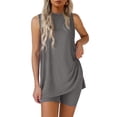 thumbnail image 1 of Pijama PRETTYGARDEN Conjunto de 2 Piezas con Shorts para Casa Gris Oscuro Talla S, 1 of 8