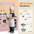 thumbnail image 3 of AILEEKISS Wood Kids Play Kitchen, Pretend Kitchen Playset for Children Age 3 Years up, Pink, 3 of 11