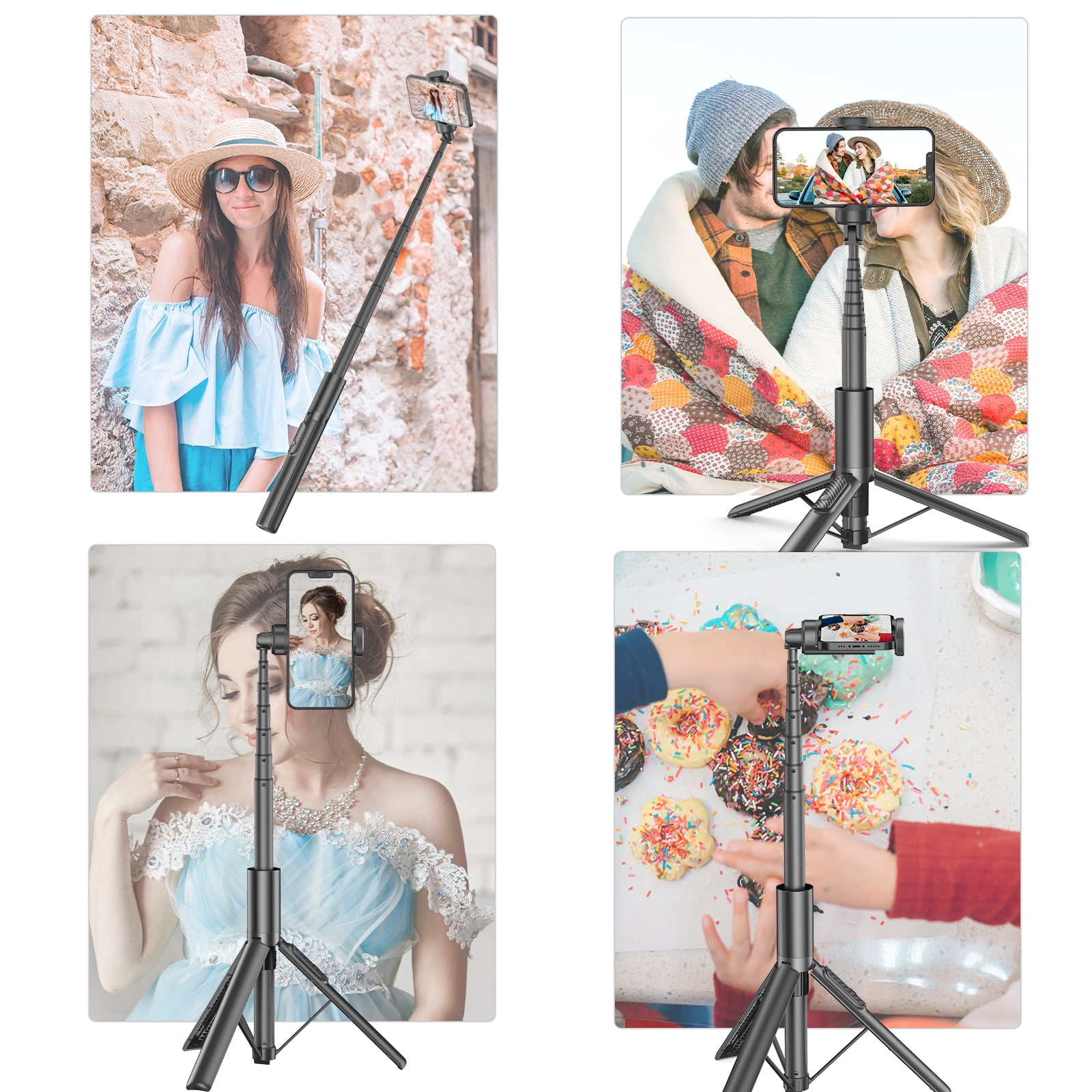 TONEOF 67" Selfie Stick Tripod for Phone 4"-7", Cellphone Travel Tripod Stand for Video Recording