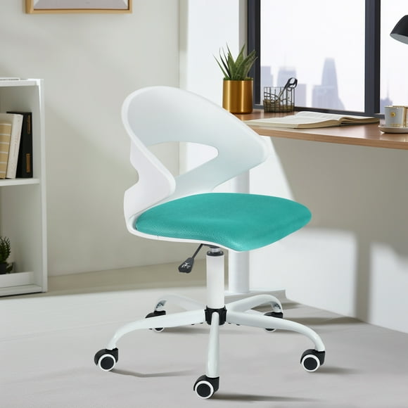 Homy Casa Modern Office Chair - with Arms and Wheels, Adjustable Swivel Rolling Task Chair Vanity Chair for Small Spaces, Turquoise