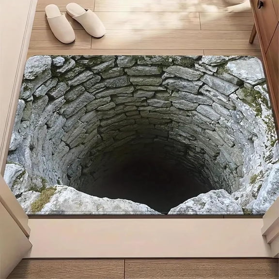 Endless Abyss Illusion Doormat – Mind-Bending 3D Visual Effect HD Printed Non-Slip Rug, Creative Abyss Carpet for Living Room and Bedroom