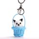 thumbnail image 2 of Accesorio de bolso y anillo de metal, adorable llavero con dije de gato de peluche azul, 2 of 3
