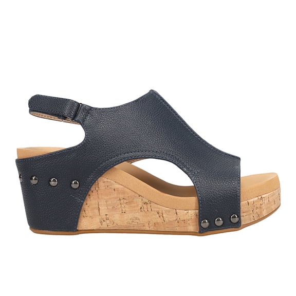 Corkys Womens Carley Studded Wedge Slingback Casual Shoes