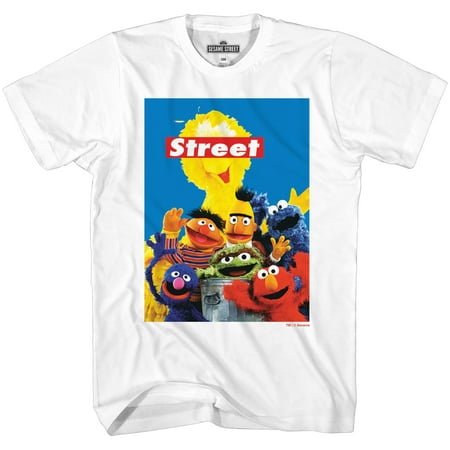 Sesame Street Group Oscar Elmo Cookie Big Bird Bert Ernie Grover Classic Vintage Retro Mens Adult T-Shirt…