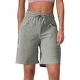 thumbnail image 2 of zbxnLI Womens Casual Shorts High Waist Drawstring Running Sweat Shorts Solid Color Lounge Shorts with Pockets, 2 of 7