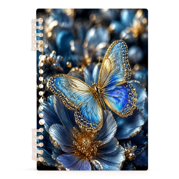Notebook 8.3x5.7x0.4 Inch Journey Note Diary Hardcover Notebook 60 Pages,80g Paper Writing Smooth and Not Easy to Break Blue Butterfly Night