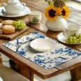 thumbnail image 3 of SUNOLIFE Spring Blue Floral Placemats Set of 4 Flowers Parten Linen Double-Sided Dining Table Place Mats for Dining Table Decor 12"Wx18"L in, 3 of 6