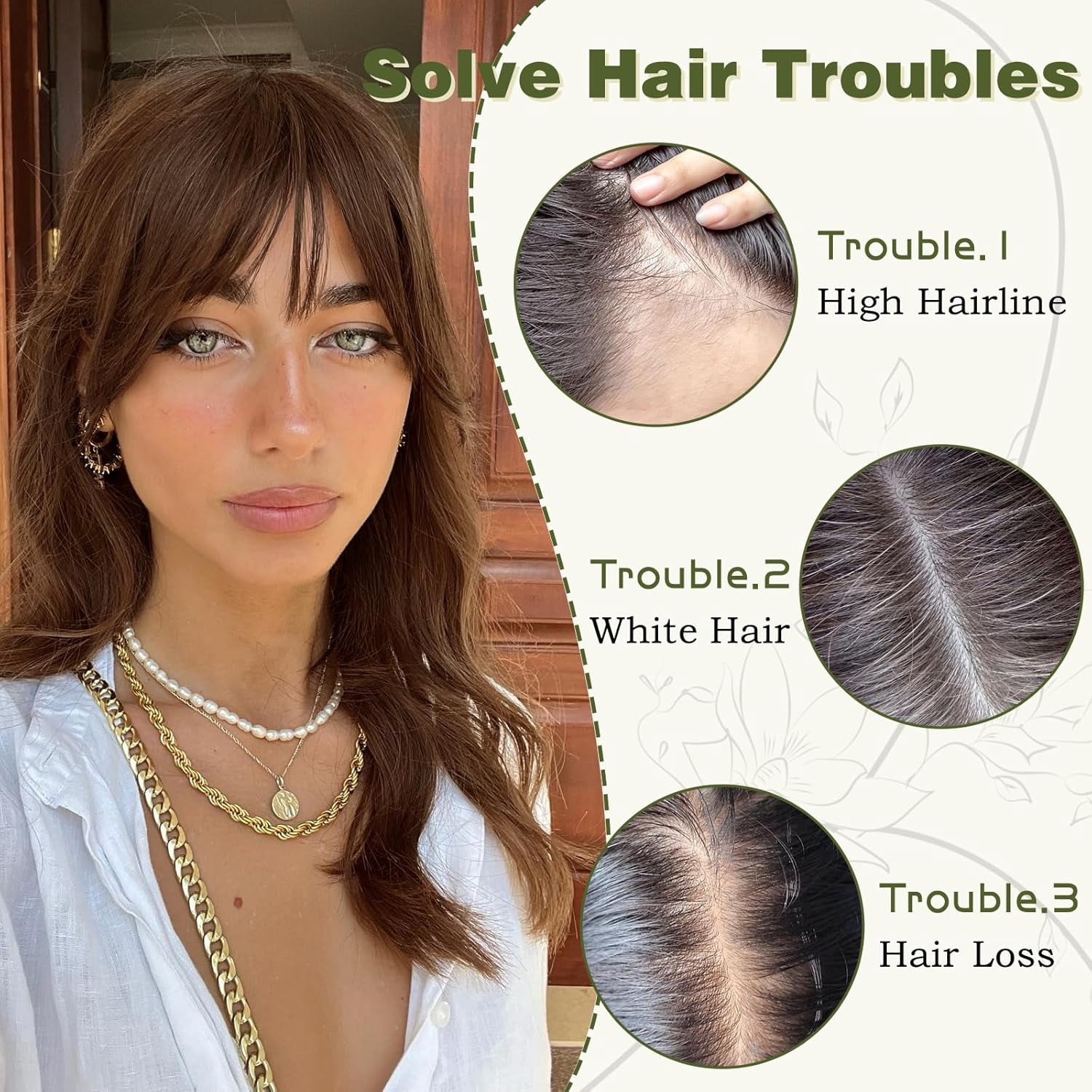 The Hair Clip 100% Real Human Hair Toppers 360°3D Cover Clip in Bangs Hair pieces Wispy Bangs for Women Hair Extensions Clip on French Bangs for Daily Wear