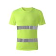 thumbnail image 5 of Men's Summer Short Sleeve Crew Neck High Visibility Reflective Breathable Safety T-Shirt Breathable Quick Dry Top Fluorescent Green L, 5 of 5