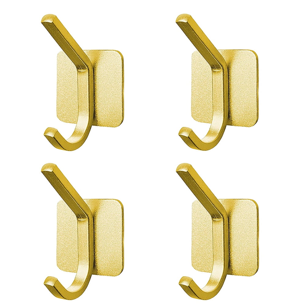 Adhesive Hooks Towel Hook 4 Pack Heavy Duty Wall Hooks, Stainless
