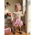 thumbnail image 5 of Loicainy Infant Baby Girl Football Outfit 3 6 12 18 Months Long Sleeve Romper Shorts Headband Stockings Clothes Set, 5 of 9
