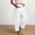 thumbnail image 4 of CQONEPT Womens Cargo Capris High Waisted Barrel Baggy Cargo Pants Wide Leg Dress Casual Cropped Trousers with Pockets White XL, 4 of 7