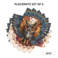 Colorful Owl Tattoo Art Placemats Set of 4, Heat Resistant Place Mats