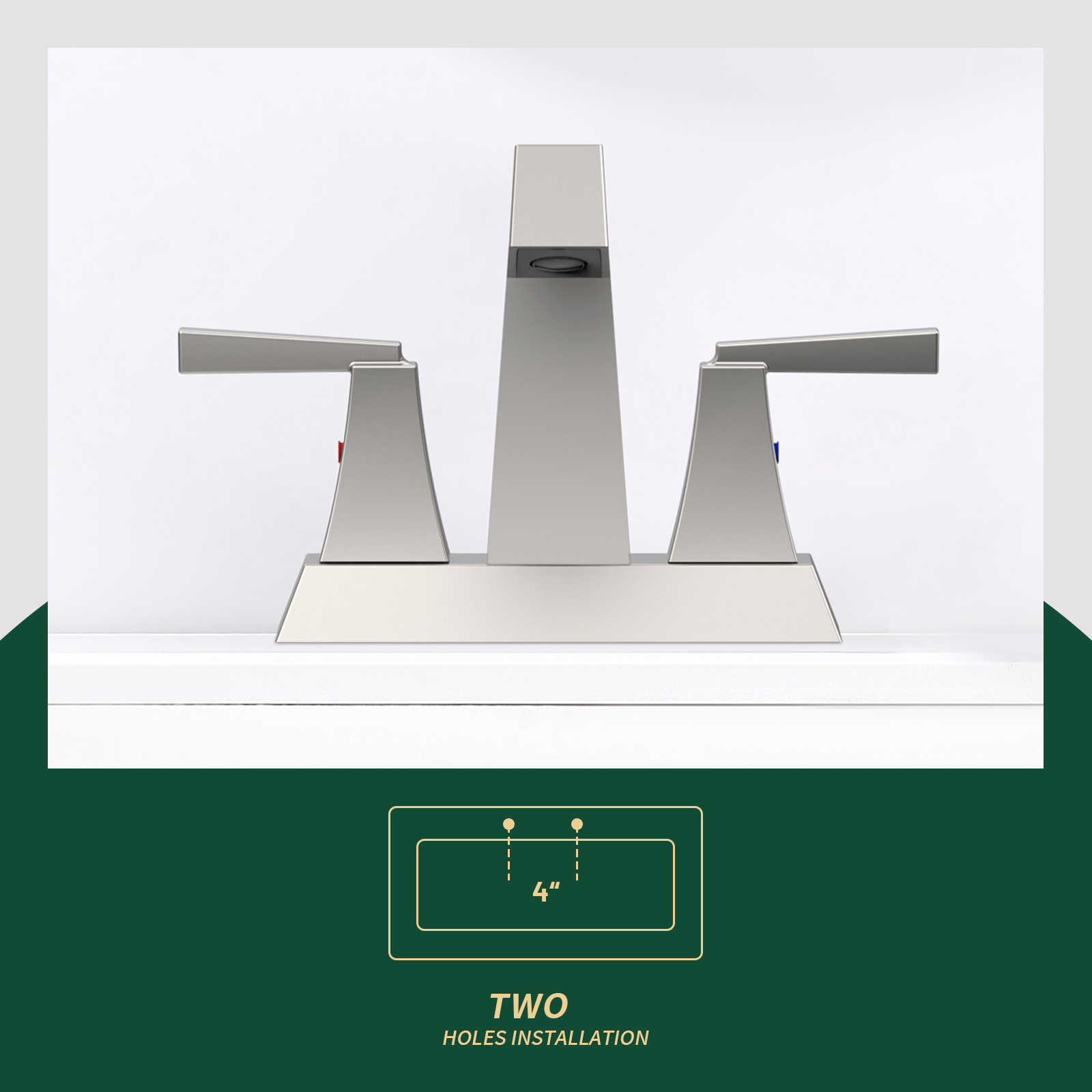 Cobbe 2-Handle Modern Bathroom Sink Faucet 4-Inch Centerset Vanity Faucet Bathroom Faucet with Pop Up Drain and Supply Lines Brushed Nickel