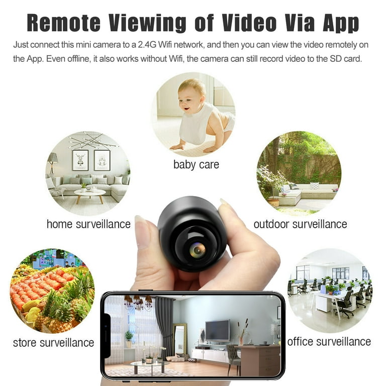 Mini Camera Wireless, EEEkit WiFi Small Nanny Cam Baby Monitor 1080P HD  Home Security Indoor Video Recorder with Live Feed Phone APP Night Vision  Motion Detection 