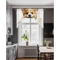 thumbnail image 3 of Cute Puppy Swag Valances for Windows, Small Curtains Drapes, Simple Funny Brown Dog Animal Portrait Kitchen Window Curtains Over Sink Rod Pocket Window Treatment Valance for Bedroom/Bathroom 56"x36", 3 of 5