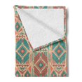 thumbnail image 2 of Mexican Soft Flannel Fleece Throw Blanket, Vintage Pastel Toned Geometric Composition American Motifs, Cozy Plush for Indoor and Outdoor Use, 60" x 80", Sea Green Dark Coral, by Ambesonne, 2 of 5