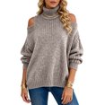 thumbnail image 2 of Wutalume Women's Relaxed Loose Long Sleeve Turtleneck Pullover Solid Color Knit Sweater, Cozy Winter Top, Soft Fabric for All Day Comfort,Coffee S, 2 of 5