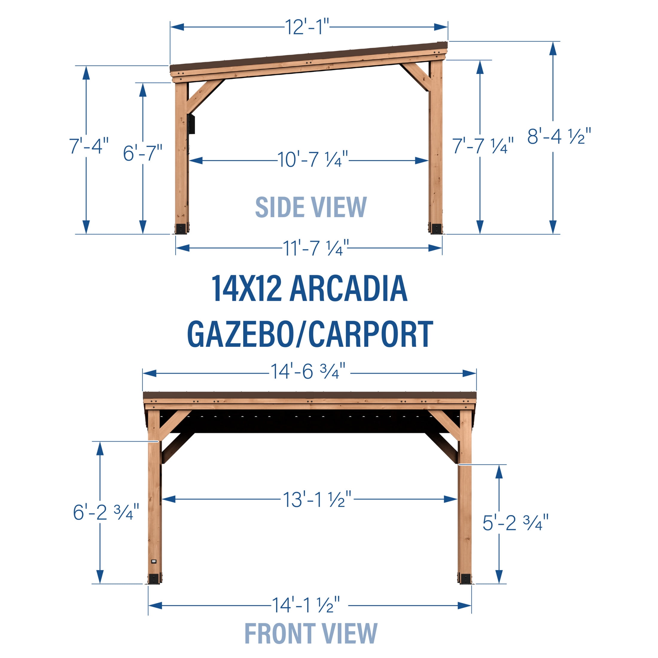 Backyard Discovery Arcadia 14'x12' Cedar Wood Gazebo, Galvanized Steel Roof, PowerPort