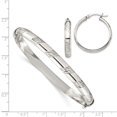 thumbnail image 3 of Sterling Silver Diamond Cut Bangle 6mm & Hoop 4mm Earring Set, 3 of 3