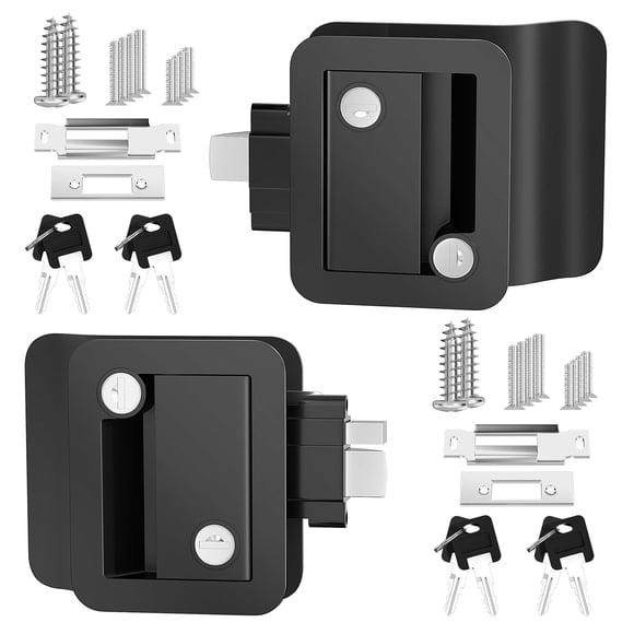 DaierTek RV Door Lock, Camper Entry Lock Replacement - 3.75"x2.75"x1.5" (HxWxD) Zinc Alloy Black Handle Latch for Class B RV, Travel Traile