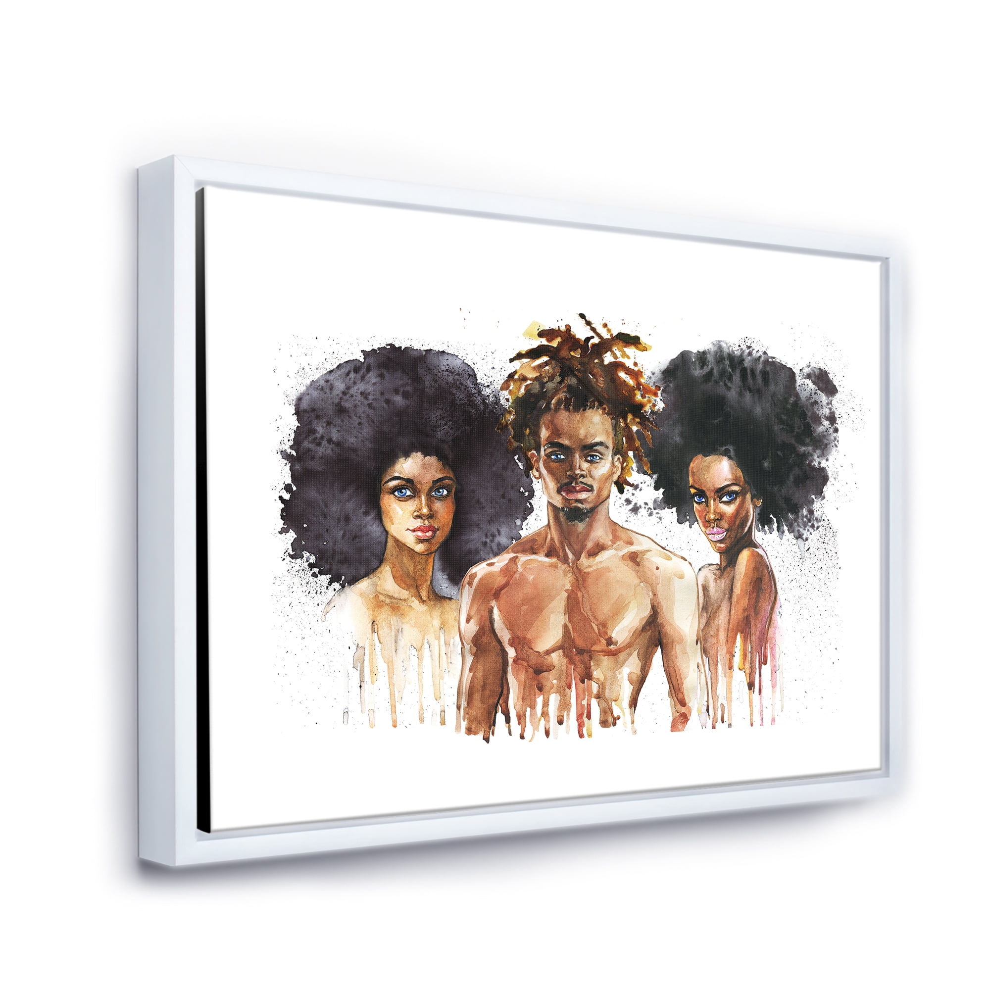 Designart 'Afro American Fashion Portraits' Glam Framed Canvas Wall Art Print