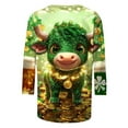 thumbnail image 4 of Ounisa Women 3/4 Sleeve St. Patrick's Day T-Shirts Crew Neck Spring Graphic Tee Tops Clothes, 4 of 5