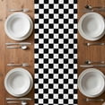 thumbnail image 4 of Table Runner 72 Inches Long for Kitchen Dining, Black White Plaid Dresser Scarf Farmhouse, Dining Table Decorations for Wedding/Parties, Farmhouse Modern Minimalist Geometric 14 x 72 In, 4 of 8