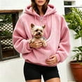 thumbnail image 2 of Fuzzy Full Zip Dog Pouch Hoodie for Women, Plush Pet Carrier Jacket, Warm Zip Up Sweatshirt for Dog Lovers Home Lounging Daily Wear, 2 of 6