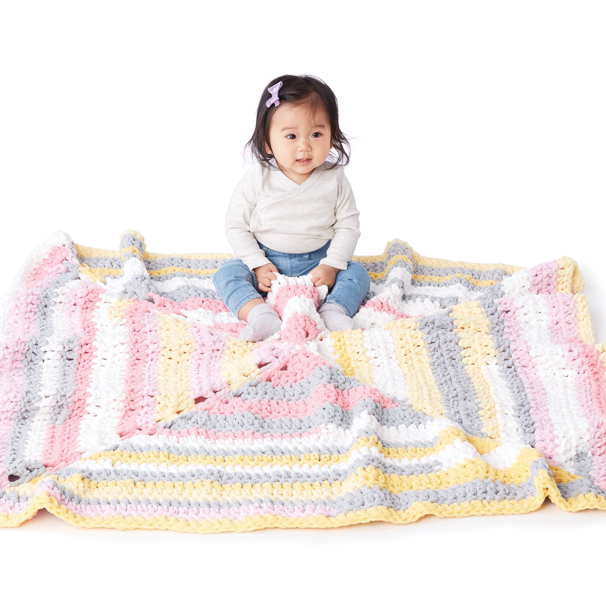 Bernat Baby Blanket Stripes Super Bulky 100% Polyester Sunshine Yarn, 220 yd