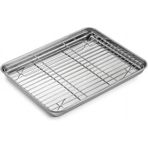 Triani Baking Sheet and Rack Set, 2 Pack( 1 Sheet   1 Rack ), Stainless Steel Baking Pans Cookie Sheets with Cooling Rack, Healthy & Mirror Finish,Oven & Dishwasher Safe - (Medium, 12.5-inch)